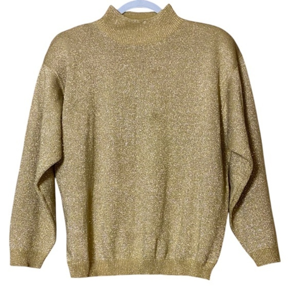 Lise J. vintage Mock Neck Gold Metallic Sweater